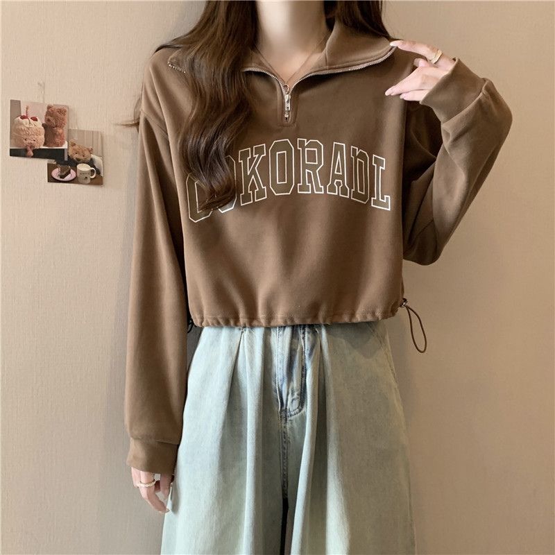 Half-zip Polo Sweatshirt For Women, Loose Fit Autumn Pullover_voghion.com