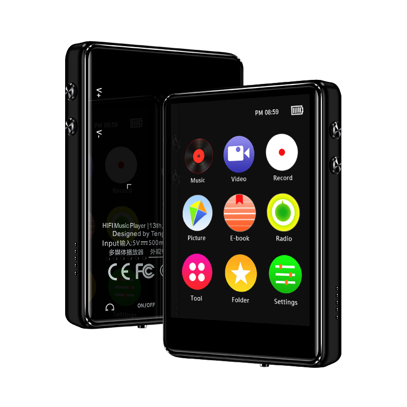 Original metal MP4 player Bluetooth 5.0 touch screen 2.4 inch built-in speaker MP3 with e-book radio recording video playback_voghion.com