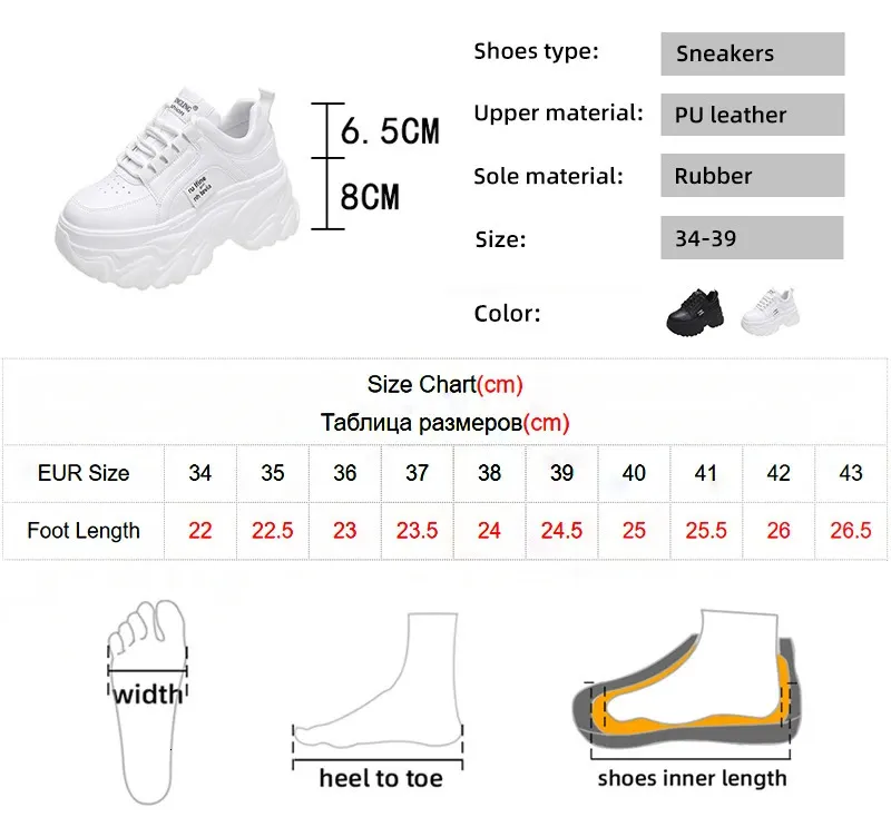 Scarpe sportive alla moda in PU con suola spessa, leggere, corte e paffute, autunnali, casual, da tennis, bianche e nere_voghion.com