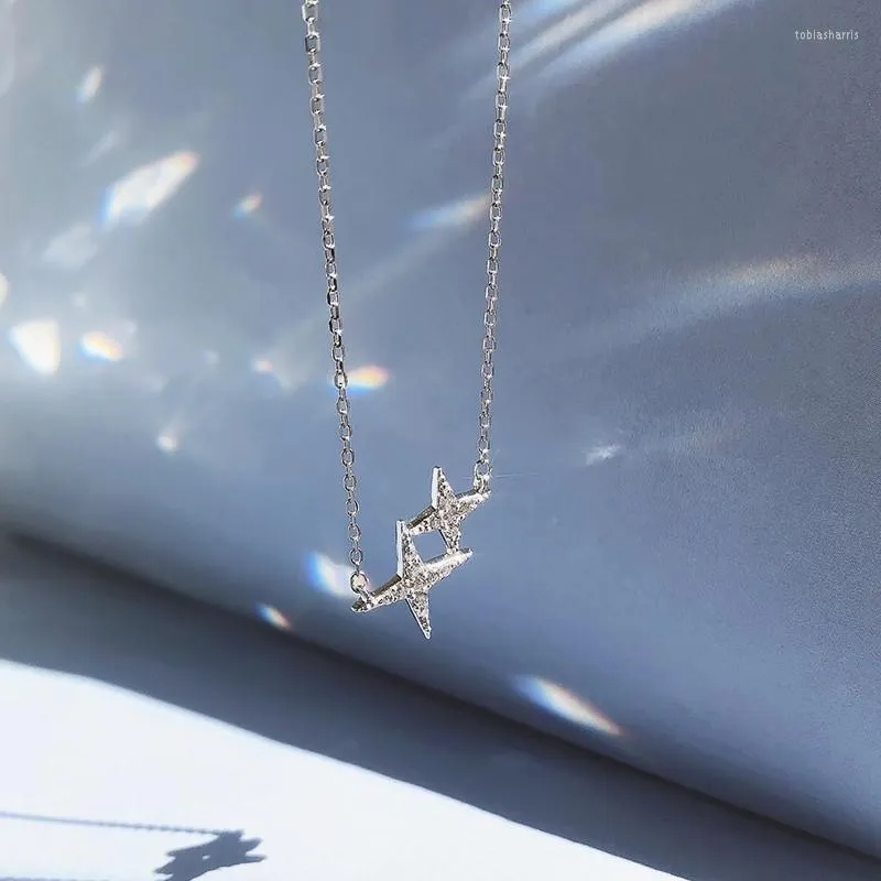 Κολιέ μενταγιόν Xxixx Sterling Sier Shiny Star Zircon Κολιέ Γούρι Γυναικεία Κοσμήματα Γάμου και Πάρτι Σχεδιασμός Δημιουργικού Στυλ_voghion.com
