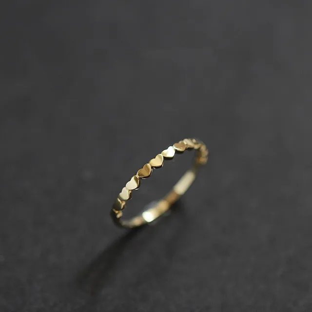 Fashion Sterg Sier Korean Version Simple Women 14K Plating Gold Heart-shaped k Tail Ring Exquisite Temperament Jewelry_voghion.com