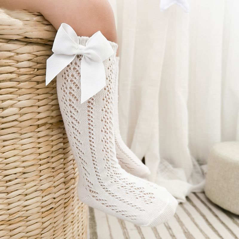 Neu Sommer Baby Knie Hohe Socken Kinder Mädchen Bogen Lange Socke Weiche Baumwolle Mesh Atmungsaktive Kinder_voghion.com
