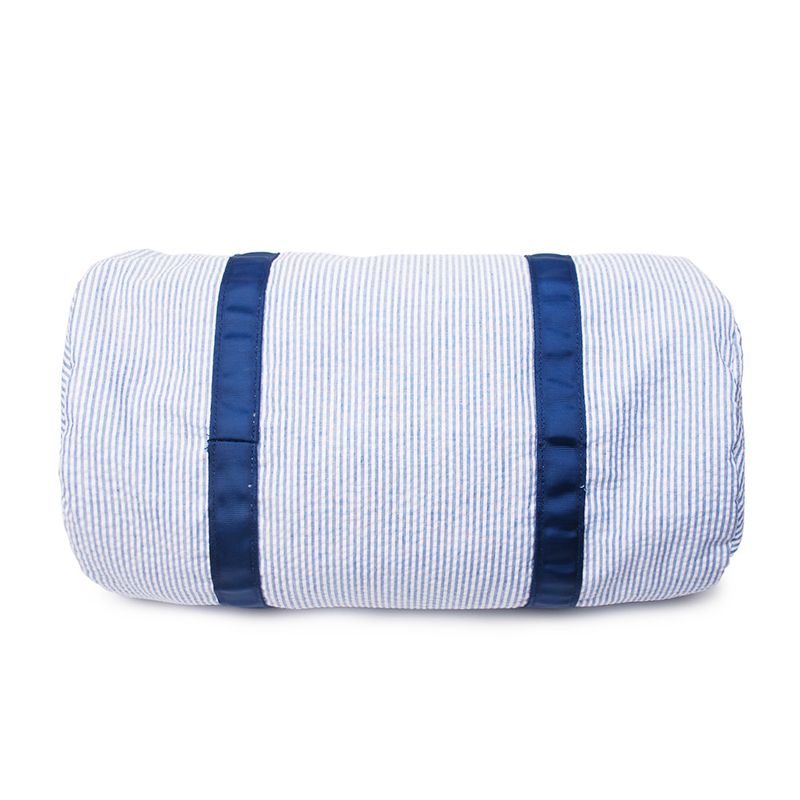 Domier Seersucker Baumwolle Reisetasche Gepäcktasche tragbare Zylindertasche Acryl Kunststoff Zahn Reißverschluss_voghion.com