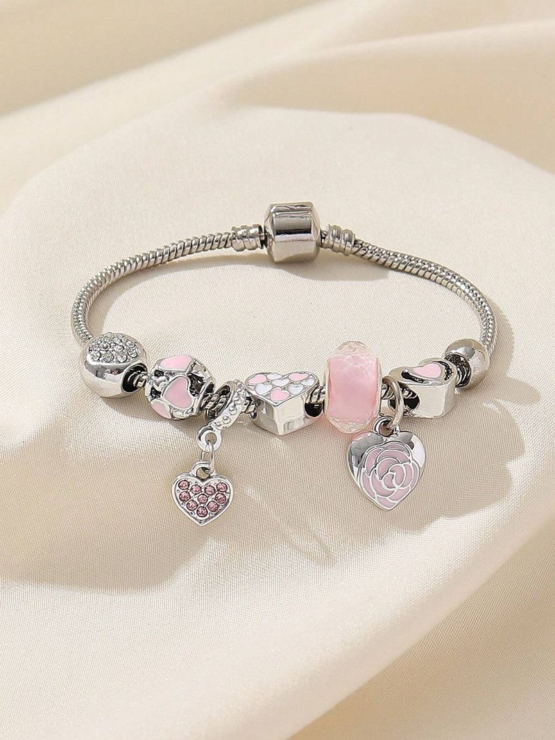 Tropf Rose Herz Mode DIY Malerei Öl Liebe Wasser Kristall Laterne Perlen Damen Armband_voghion.com