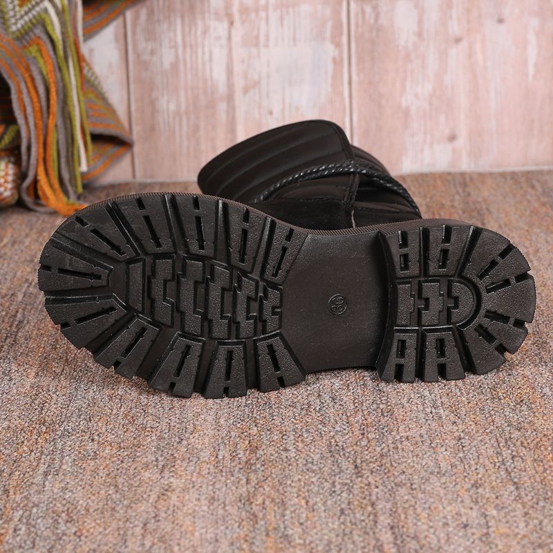 Plus-size women's platform snow boots fleece warm upper side strap sole with code number_voghion.com