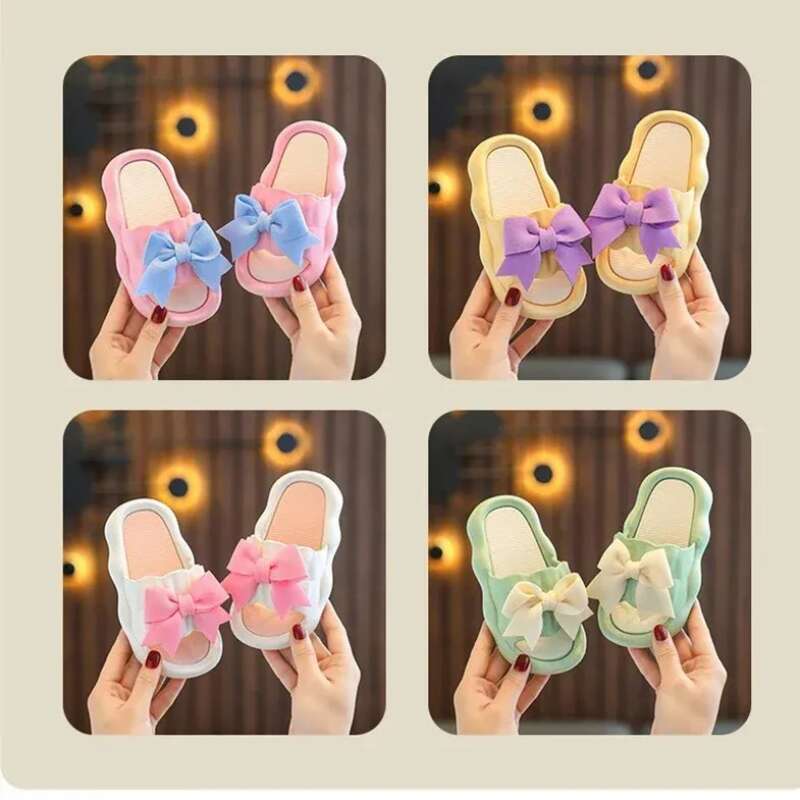 Summer Kids Home Anti Slip Soft Sole Girls Bath Slipper Cartoon Cute Wer Bow Princess Slippers Children Beach Shoes_vogvips.com