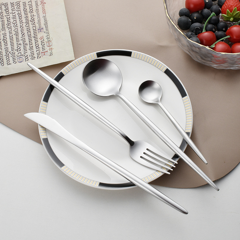 Portugal 304 stainless steel cutlery thickened Western style steak knife, fork, dessert spoon_voghion.com