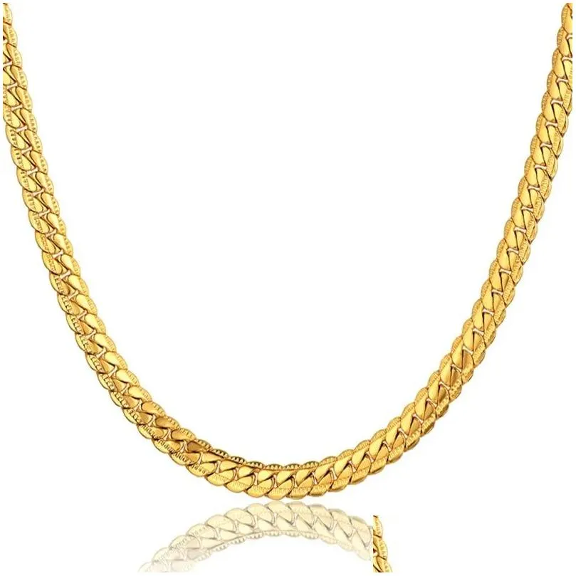 Catena a serpente piatta antica 4/7 mm 14 carati oro giallo girocollo lunghe catene per donne uomini consegna a domicilio gioielli collana Dhy5W_voghion.com