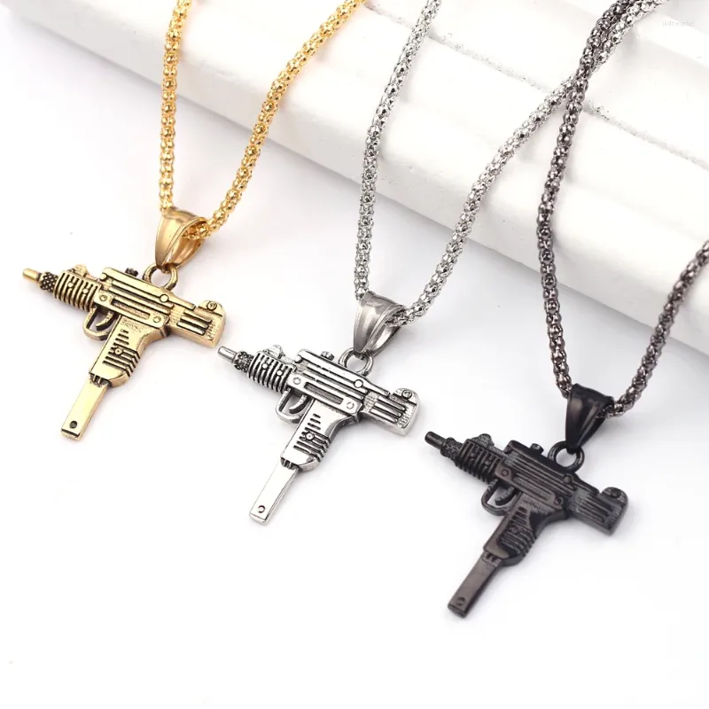 Collane con ciondolo Personalità Uzi Pistola a forma di collana per donne uomini Bar Accessorio per feste Gotico Uomo Punk Hip Hop Catena_voghion.com