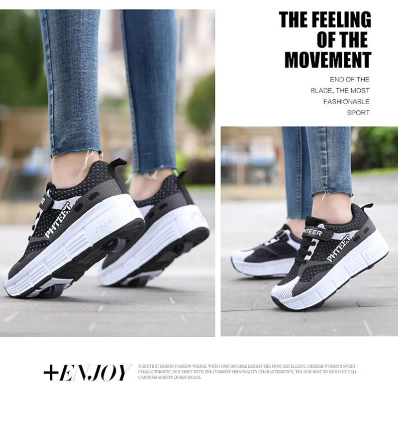 New Kids 2 Wheels Roller Skates Sneakers Skati Outdoor Blade Retractable Flyi Shoes Child Girl Boys Breathable_voghion.com