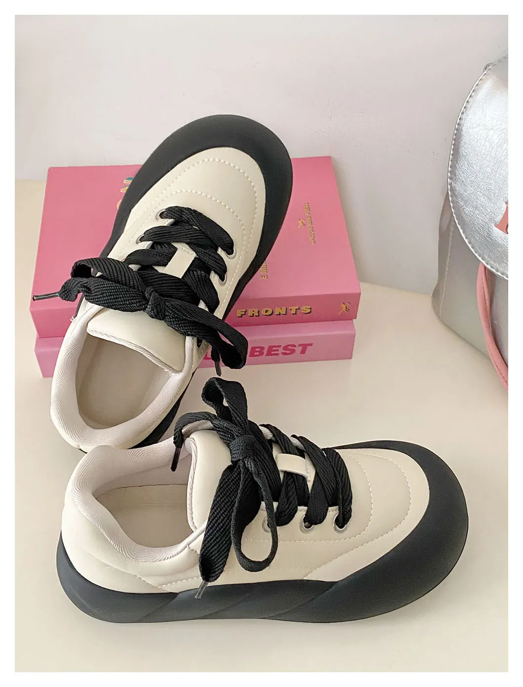 Comfortable Breathable Mesh Running Shoes With Thick Sole Platform_voghion.com