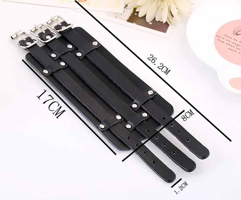 Wide Leather Cuff Bracelet With Punk Style Rivet And Studs_voghion.com