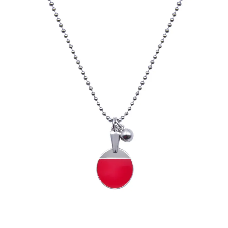 Collier pendentif créatif en acier inoxydable et titane pour raquette de tennis de table_voghion.com