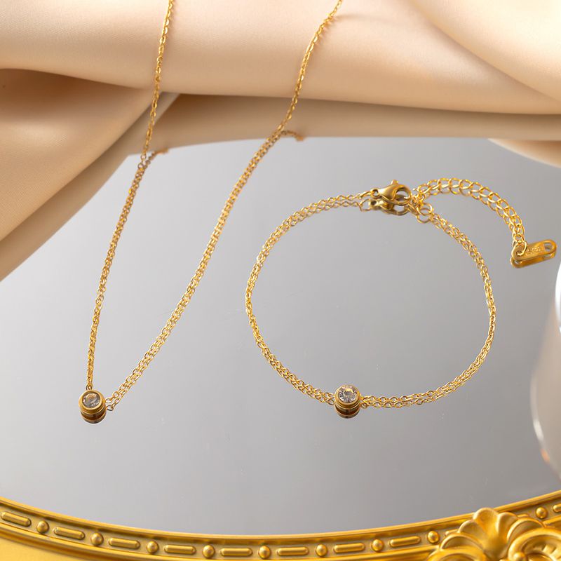 Single Zircon Circle Bead Bracelets For Women Stainless Steel Bracelet Summer Jewelry Couple Friends Accessories Gift_voghion.com
