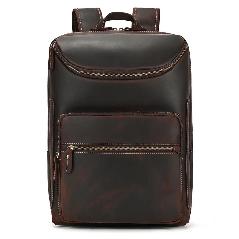 Mochila para portátil de 14" y 15,9" de piel auténtica para hombre, de piel de Caballo Loco, 240902_voghion.com