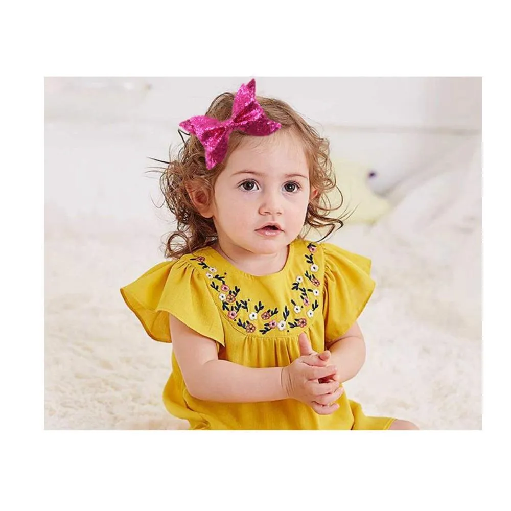 30pcs 4inch Sparkly Glitter Pigtail Bows Alligator Hair Clips For Baby Girls Toddlers Kids Children Teens_voghion.com