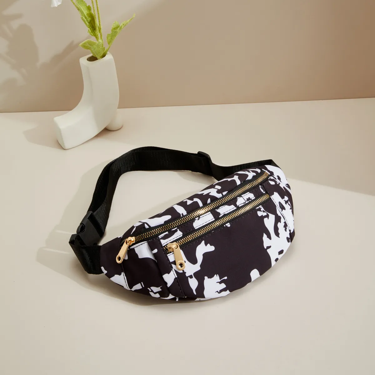 Marsupio con motivo a mucca, piccolo marsupio a tracolla per donna, alla moda, con cintura toracica, per sport, allenamento e viaggi_voghion.com