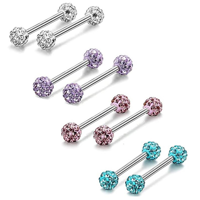 5mm ball Diamond Ball tongue nail tongue ring Women's nipple ring nipple nail piercing jewelry