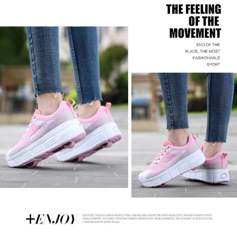 New Kids 2 Wheels Roller Skates Sneakers Skati Outdoor Blade Retractable Flyi Shoes Child Girl Boys Breathable_voghion.com