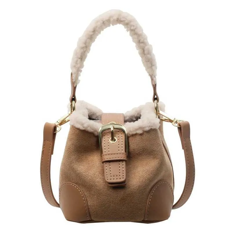 Cashmere mini bucket bag Meila suede retro 2024 new shoulder cross font handbag Y241216_voghion.com