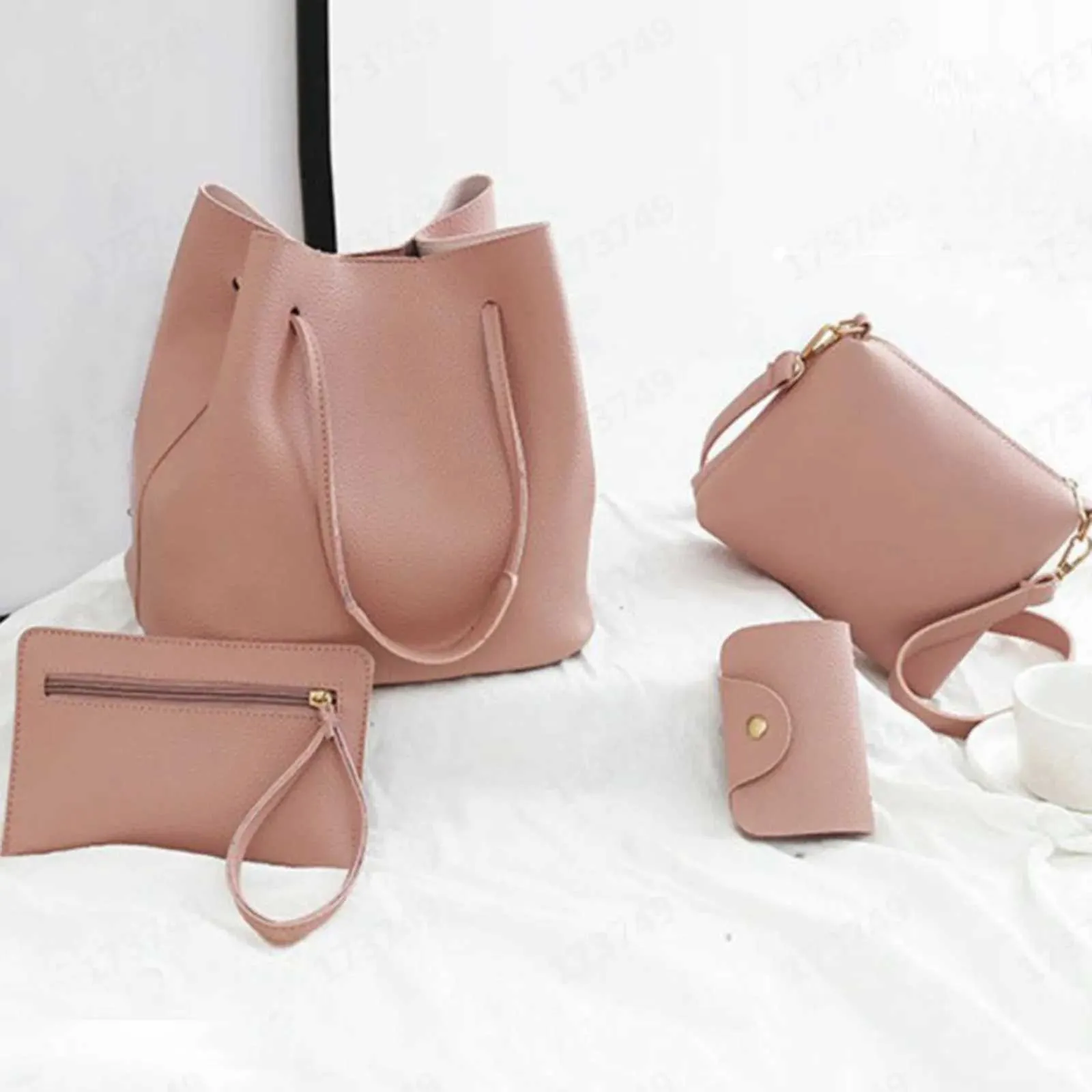 Ensemble de 4 sacs pour femmes, portefeuille élégant en cuir PU, sac à bandoulière, fourre-tout, accessoire de décoration tendance pour dames_voghion.com
