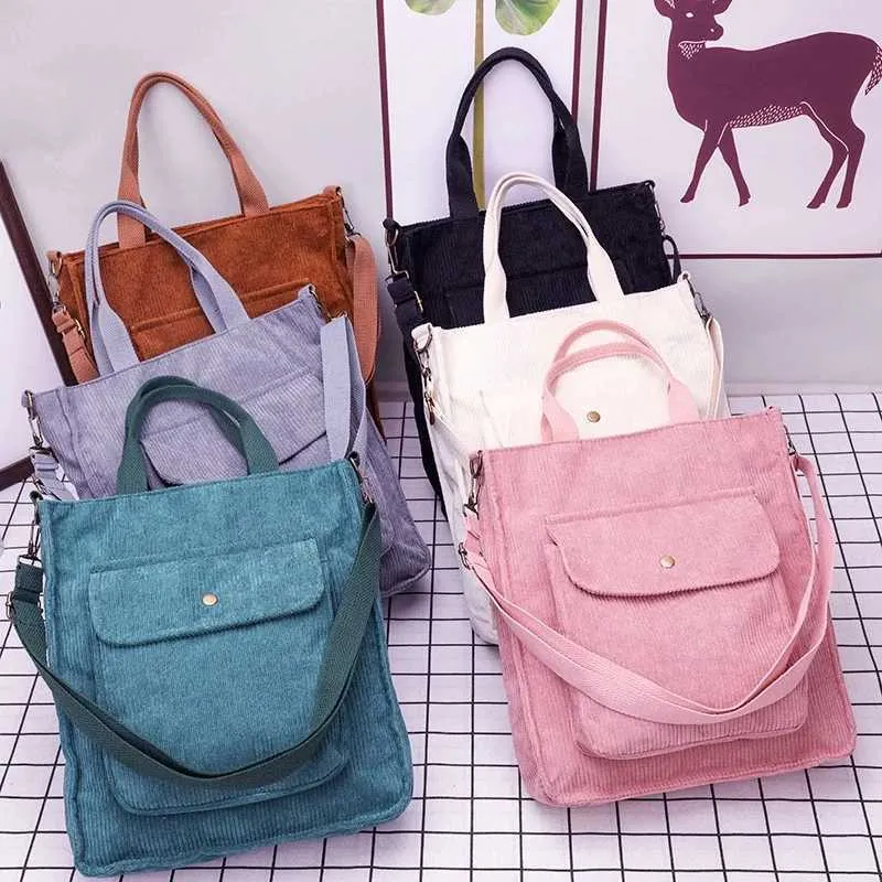 Corduroy Shopper Tasche Für Damen Designer Schultertasche Studentin_voghion.com