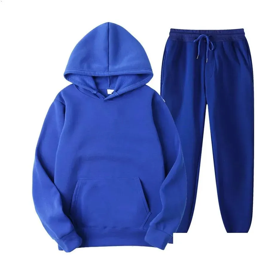 Survêtements homme femme survêtement décontracté jogging ensemble sweat à capuche pantalon de survêtement 2 pièces mode chaud couleurs unies_voghion.com