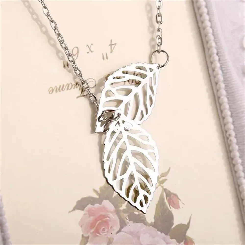 Colliers pendentifs à breloques en forme de feuilles creuses pour femmes, couleur argent doré, ras du cou de clavicule, bijoux de déclaration_voghion.com
