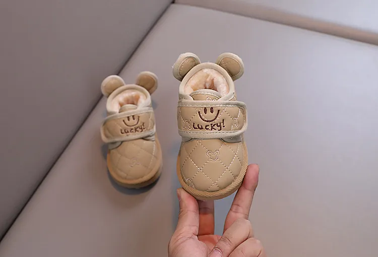 Stivali da neve invernali caldi e antiscivolo per bambini e bambine, con velcro, Happysteps, scarpe con cartoni animati e conigli, taglie da 1 a 6 anni_voghion.com