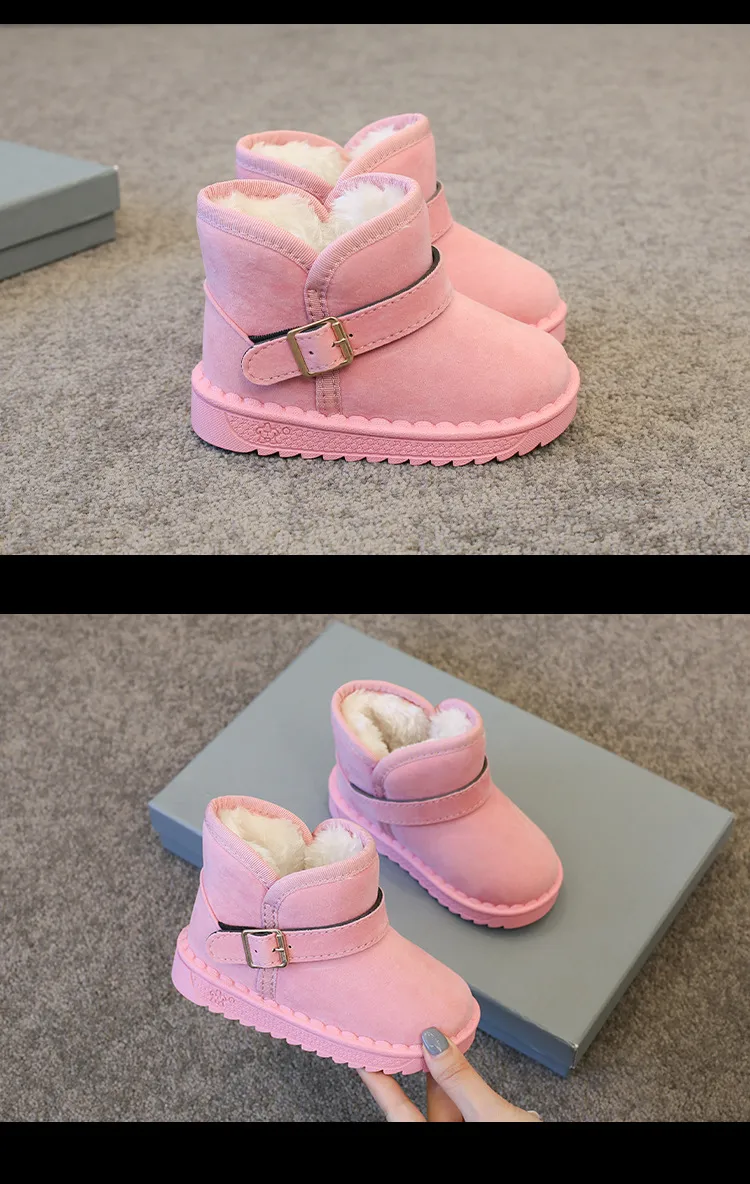 Kids Snow Brown Boys and Girls Baby Toddler Cotton Shoes Kidsnest Gray Soft Padded Thickened Pink Children's Winter_voghion.com