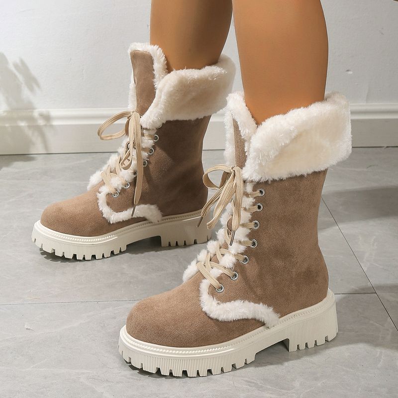 Foreign trade 2023 Winter New thick heel warm fleece-ed strap plus size 43 furry snow boots wholesale_voghion.com