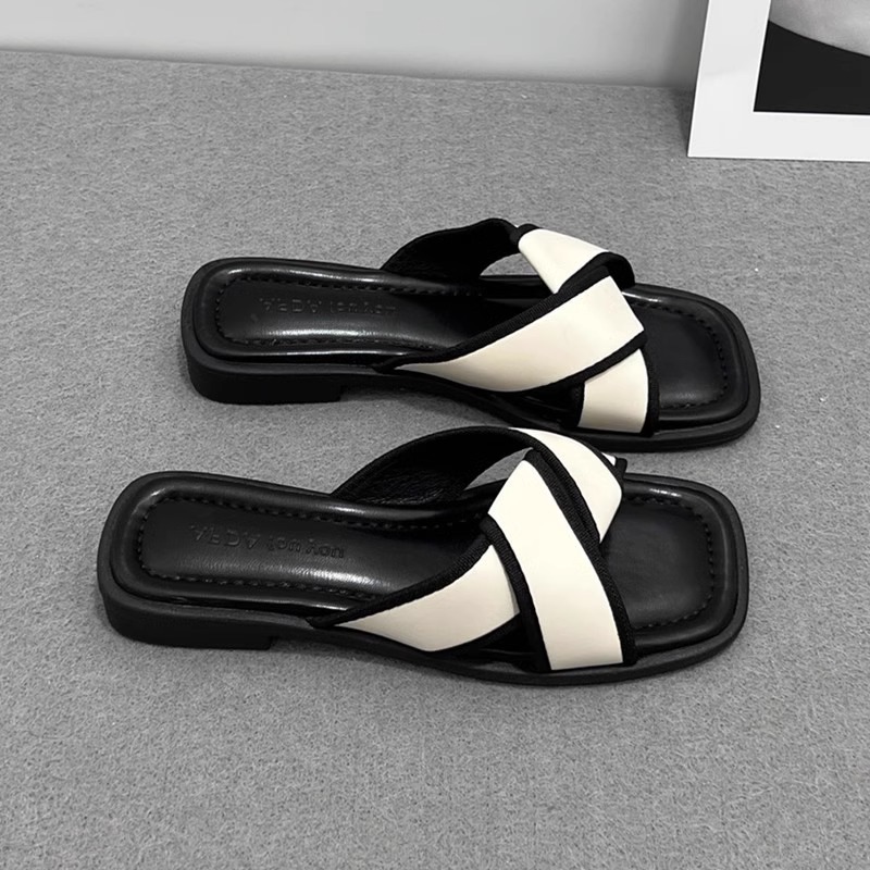 Pantofole estive da donna con fondo piatto antiscivolo alla francese, alla moda, per il tempo libero, per tutti i giorni, squisite e comode._voghion.com