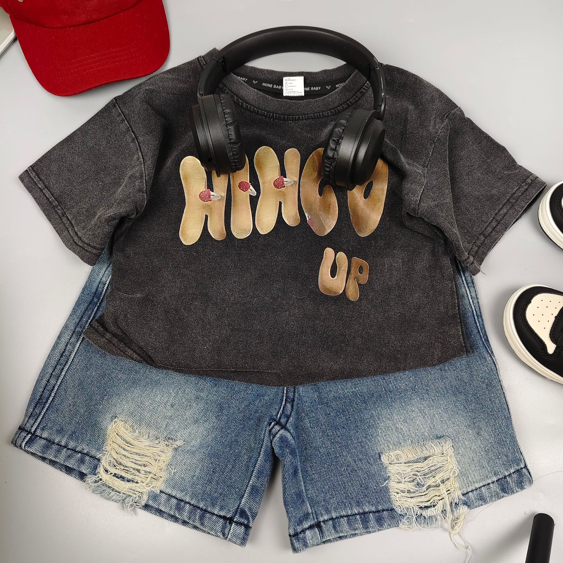 Summer Clothes Set For Boys Printed Letter Style Short Sleeve Toddler Outfit New Style For Kids 3-7 Years Old 36€