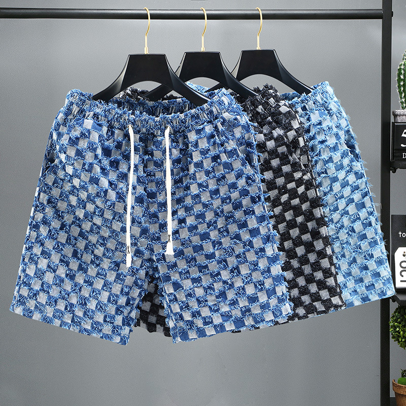Neue modische, lässige Denim-Shorts für Männer im Sommer, Fettvergrößerung, lockere Außenkleidung, modische Capris für junge Paare_voghion.com