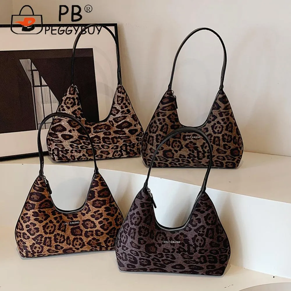 Sac à main en daim imprimé léopard pour femme, sac à bandoulière avec fermeture éclair, style rétro tendance, pour le travail et les courses_voghion.com