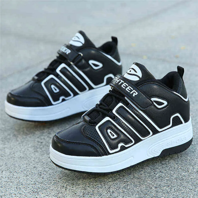 Chaussures de sport à roulettes avec deux roues pour enfants garçons filles mode tennis enfants garçon fille patinage roue sneaker_voghion.com