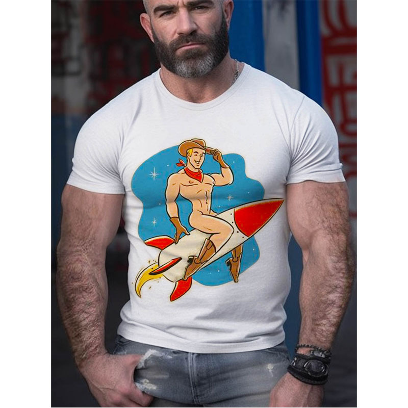 Men's Printed T-shirt Round Neck Pure Cotton Casual Versatile Top_voghion.com