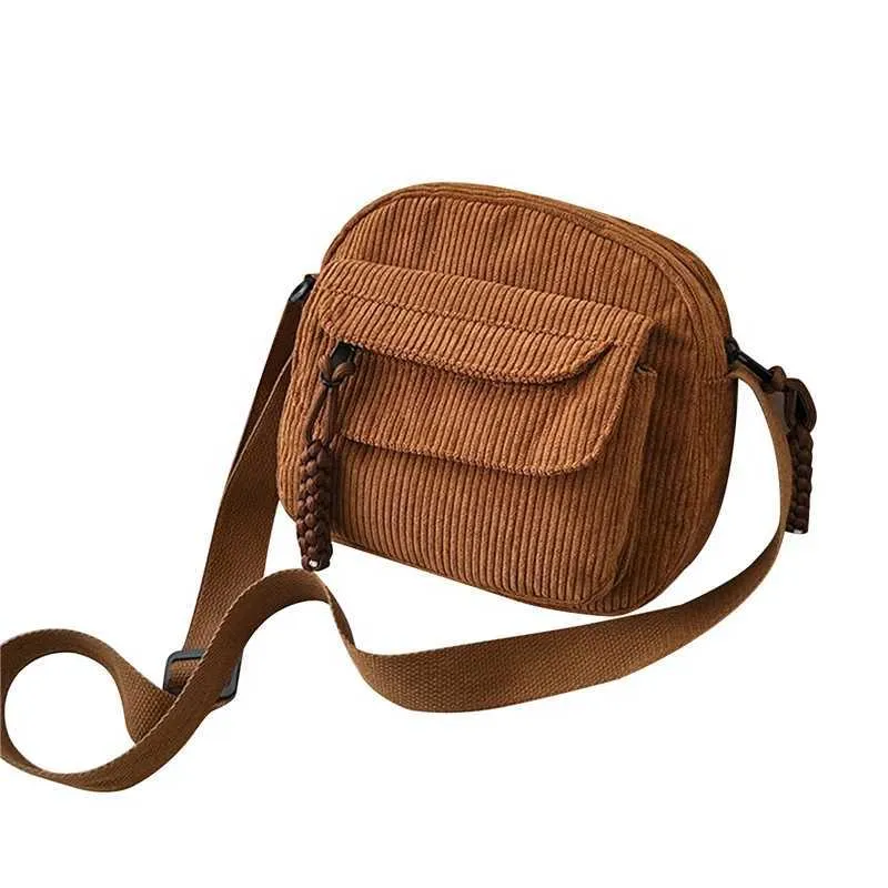 Crossbody Shoulder Bag Corduroy Small Square Casual Commuting_voghion.com