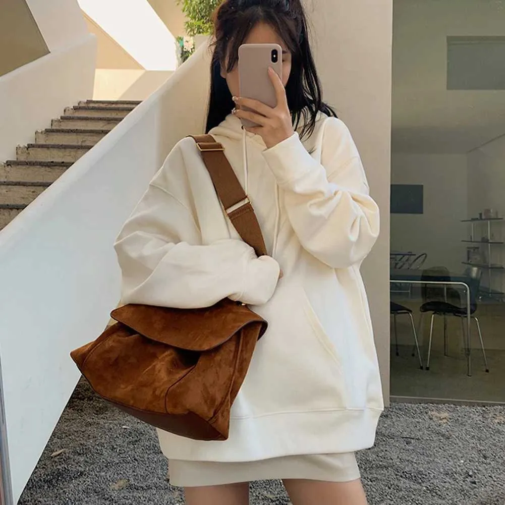 Damen-Retro-SG-Tasche mit verstellbarem Riemen und großem Fassungsvermögen, stilvolle, lässige Geldbörse aus Veloursmaterial für den täglichen GebrauchC241216_voghion.com
