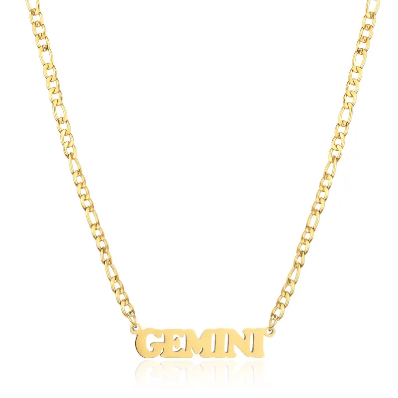 Collier pendentif en acier inoxydable Twee 12 constellations collier lettre ras du cou pour femmes hommes bijoux de cou usine_voghion.com