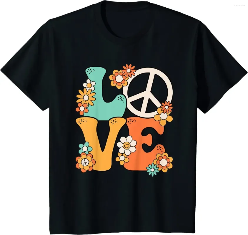 Magliette da uomo con simbolo della pace, stile anni '60 e '70, costume hippie alla moda, tema festa, maglietta quattro stagioni, cotone, casual, quotidiano_voghion.com