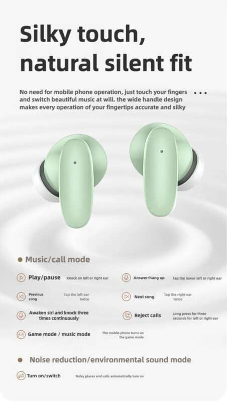 Auricolari Bluetooth wireless veri, riduzione del rumore in-ear, alta qualità del suono, modello universale per studenti maschi e femmine_voghion.com