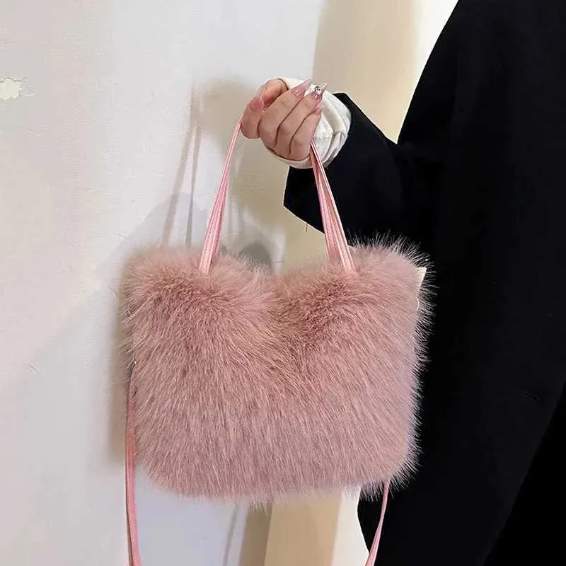 Designer Bag Artificial fur bucket plush design womens handbag soft winter cross body shoulder bag Bolsa Feminina 2025_voghion.com