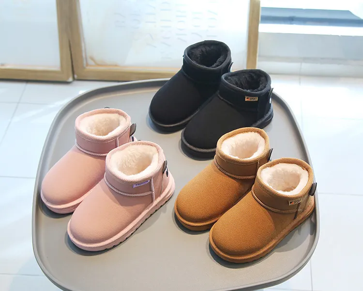 Fashion Children Casual Girls Boys Snow Warm Kids Boots Boy Winter Cashmere Cotton Shoes Sneakers_voghion.com