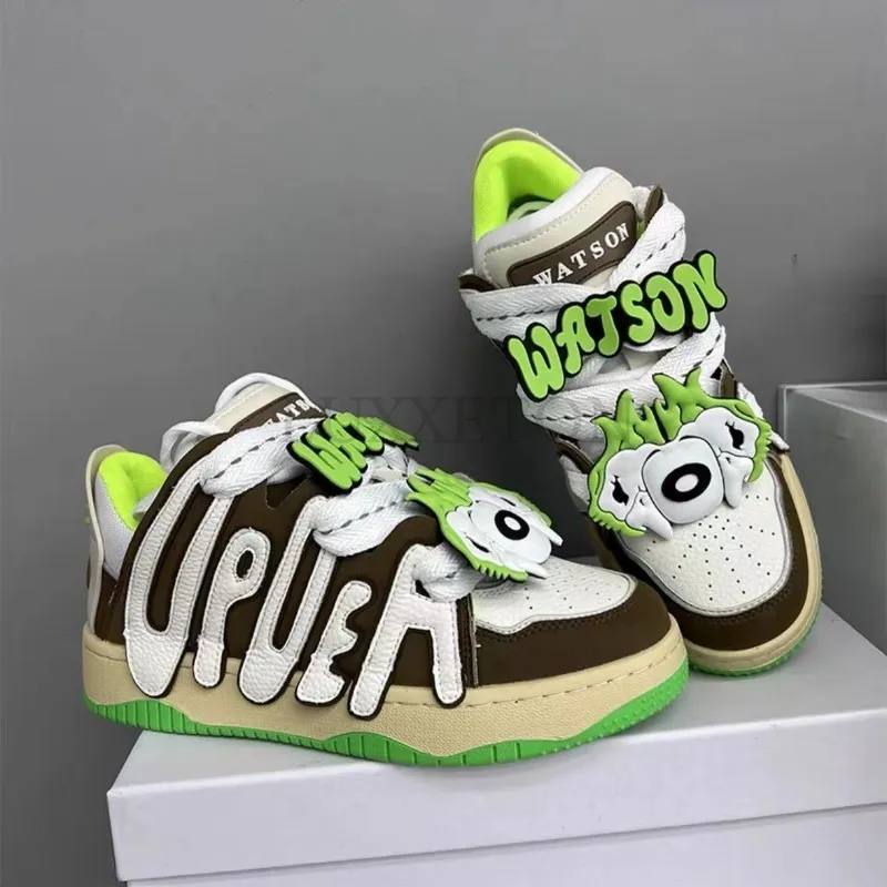 Thick Soled Round Toe Sponge Cake Couple Style Sneakers With Breathable Mh Comfortable And Versatile Casual Sports_voghion.com