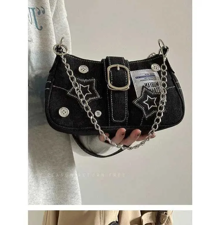 Star Pattern Shoulder Bag Y2k Style Canvas Handbag For Women_voghion.com