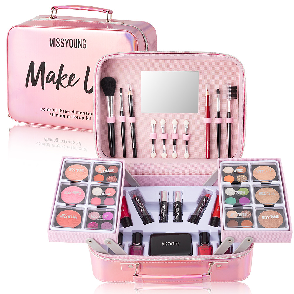 Set Combination Gift Box Cosmetics Lipstick Eyeshadow Lip Color Blush Multi-functional Makeup Tray In Stock