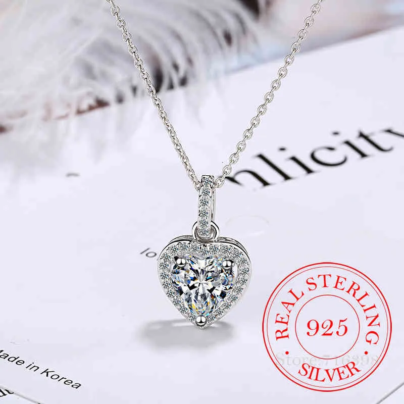 Top Kwaliteit Sterling Zier Forever Love Hart Grote Enkele Cz Charm Hanger Ketting Sierlijke Sieraden Voor Vrouwen Lady_voghion.com
