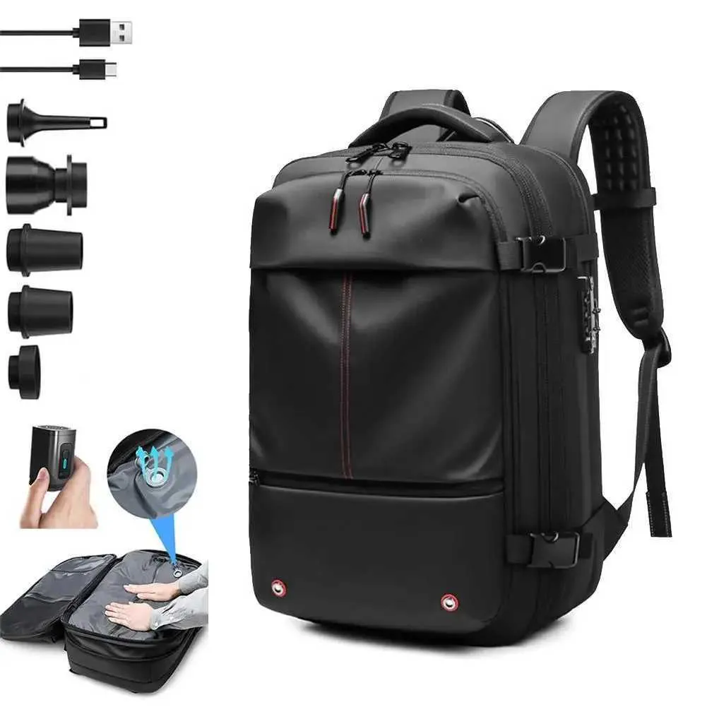 Travel Men Business Backpack Expandable USB Bag Large Capacity 17.3 inch Laptop Waterproof Vacuum Compression_voghion.com
