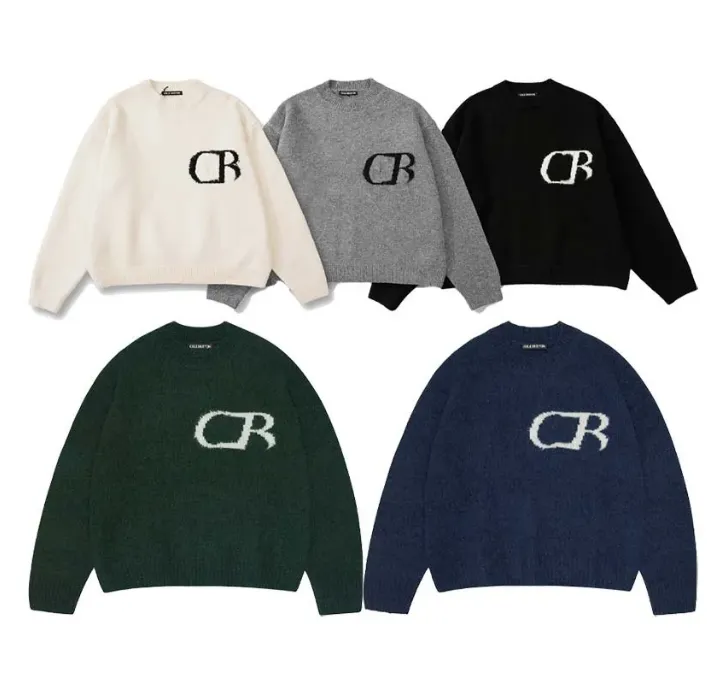 Men women designers clothes sweaters wool cb Jacquard technology knit outwear female autumn winter keep warm jumpers_voghion.com